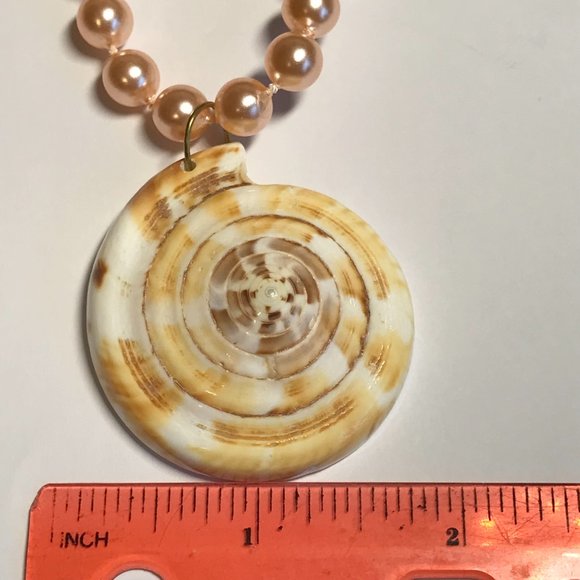 Natural Shell Shiva Nautilus Pearl Necklace Choker Statement VintagePeach 16-18" - Picture 8 of 8